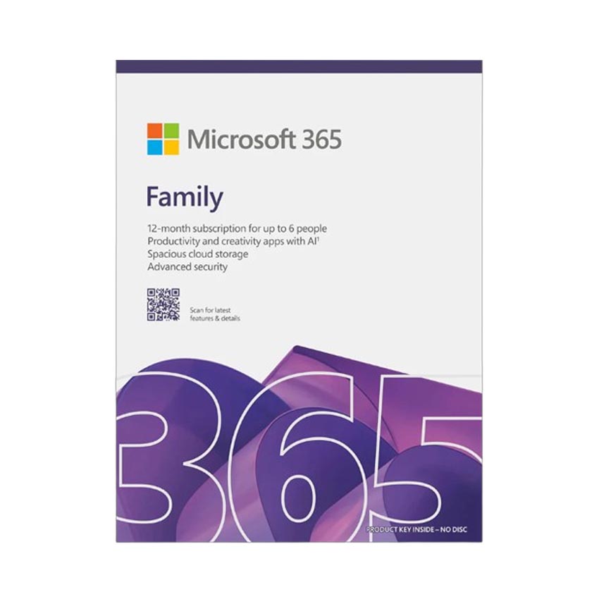 Phần mềm M365 Family English APAC Subscr 1YR Medialess